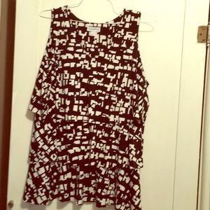 Susan Graver black and cream sleeveless shirt 1X